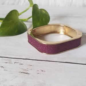 Gold and Purple Sparkle and Shimmer Hinged Bangle Bracelet